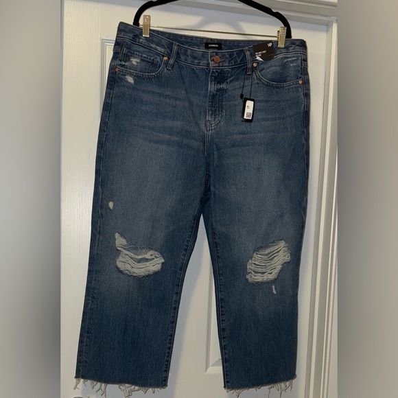 Express Blue Boyfriend Jeans Distressed Casual - Picture 1 of 5